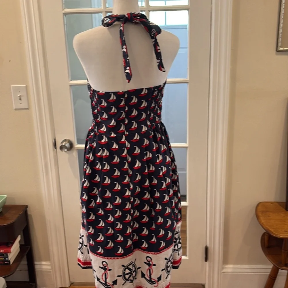 Anthropologie Postmark Windward Halter Dress w/ Nautical Theme. Size 4. - Picture 6 of 13